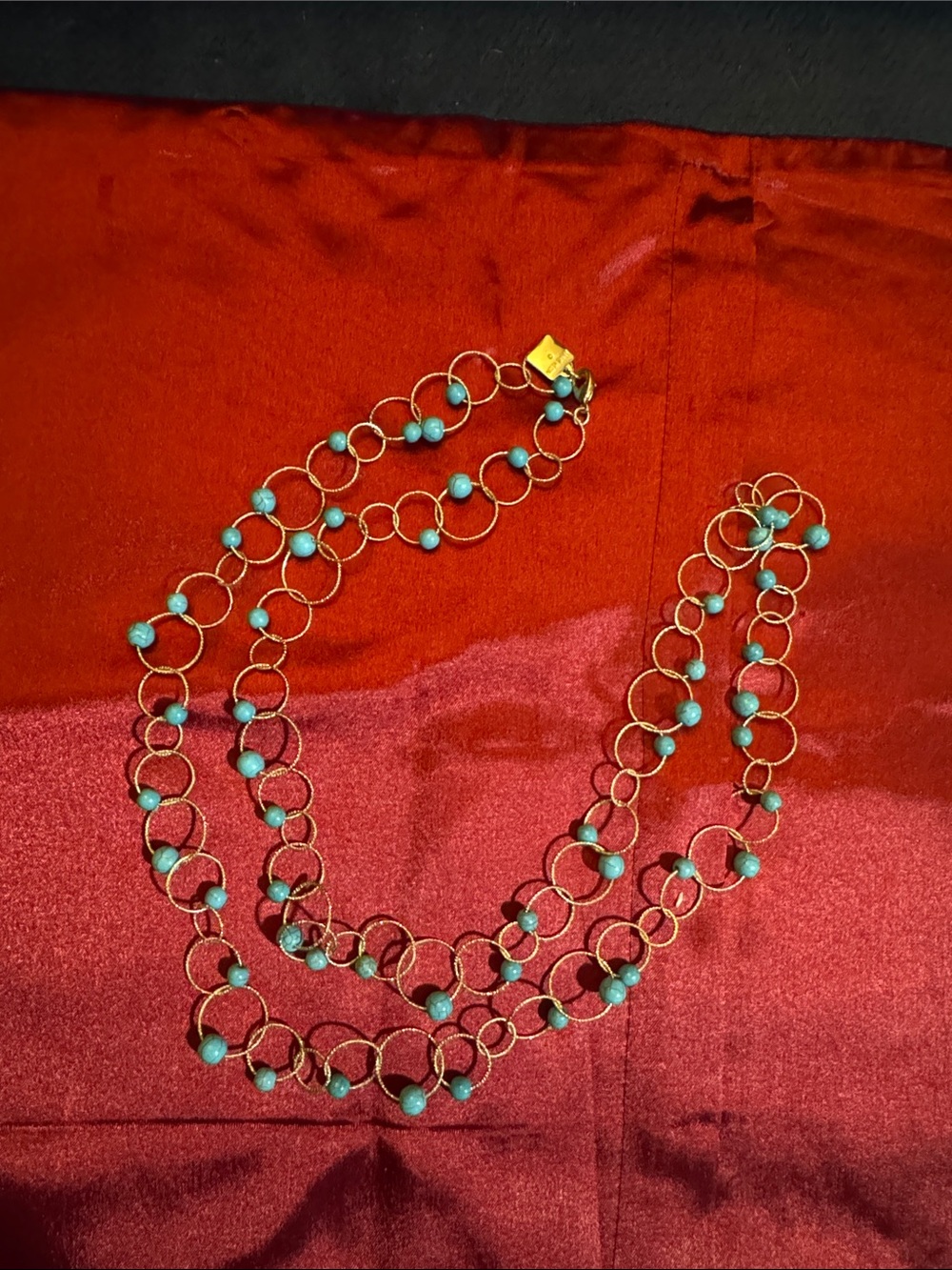 Anne Klein Gold-Tone Multi-Strand Necklace with Turquoise Beads